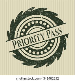 Priority Pass rubber grunge stamp