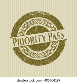 Priority Pass rubber grunge texture stamp