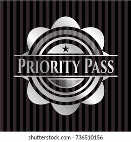 Priority Pass silver shiny emblem