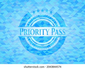 Priority Pass Sky Blue Mosaic Emblem. 