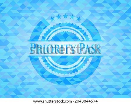 Priority Pass sky blue mosaic emblem. 