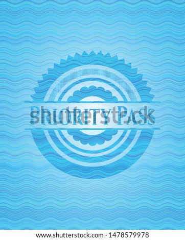 Priority Pass sky blue water badge. Vector Illustration. Detailed.