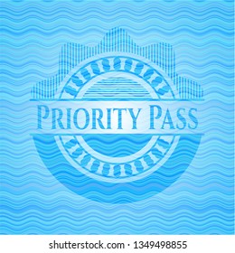 Priority Pass water wave representation badge.