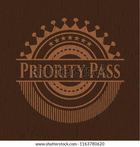 Priority Pass wood icon or emblem