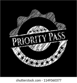 Priority Pass written with chalkboard texture
