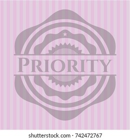 Priority pink emblem. Vintage.