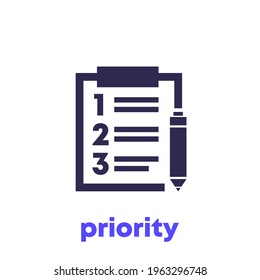 Priority, Prioritize Icon On White