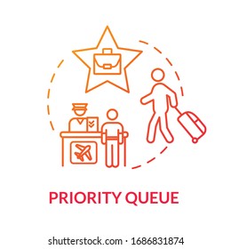 Priority Queue Concept Icon. Luxury Class Flight Benefit Idea Thin Line Illustration. Passport Control, Access For VIP Passengers. Vector Isolated Outline RGB Color Drawing