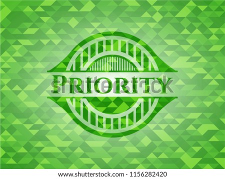 Priority realistic green mosaic emblem