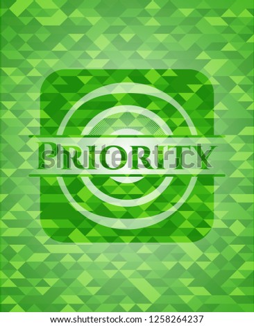 Priority realistic green mosaic emblem
