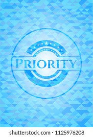 Priority realistic light blue mosaic emblem