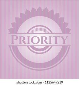 Priority realistic pink emblem