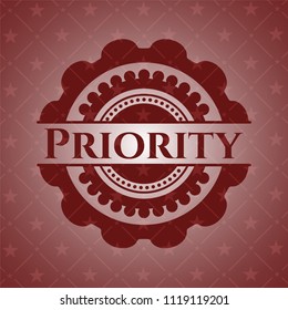 Priority retro style red emblem