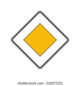 Priority road sign, vector