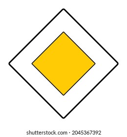 Priority Road Sign, Vector Icon