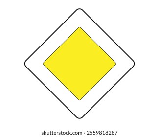 Priority Road Sign Vector Indicating Driver Has Right of Way at Uncontrolled Intersections, Perfect for Road Safety and Traffic Management, High-Quality Vector Stock Image