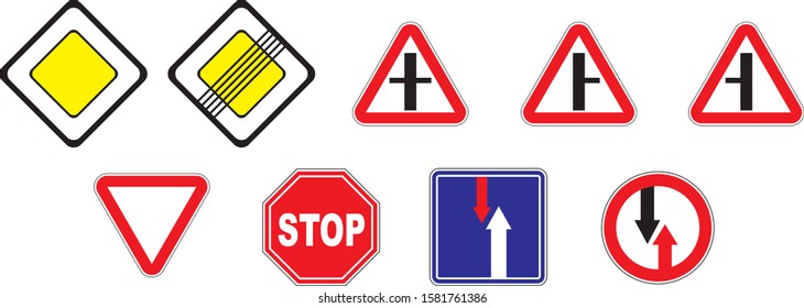 priority road signs, main and secondary road