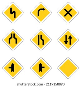 Priority road signs. Mandatory road signs. Traffic Laws. Vector illustration. stock image.