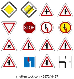 Priority  Road Signs Vector Set