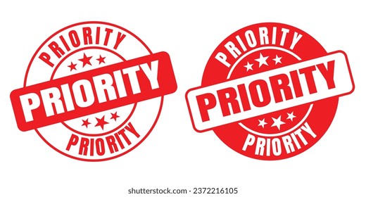 Priority rounded vector symbol set on white background