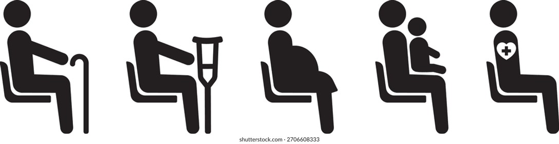 Conjunto de ilustración de marca de asiento prioritario