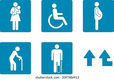 Priority seat public icon set