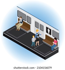 Priority seat in a public transport for Mother and Children isometric 3d vector concept for banner, website, illustration, landing page, flyer, etc.