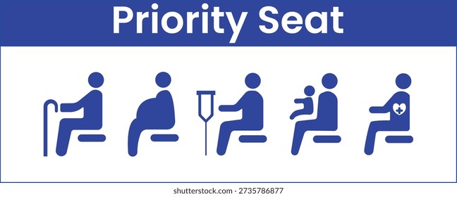 Priority seat symbol vector design for disable passenger, cripple, pregnant woman or with infant baby.