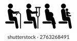 Priority Seating Icons for Elderly, Disabled, Pregnant Women, and Parents with Babies