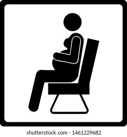 Priority seating sign. Disability,  and woman with baby. Vector