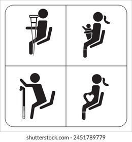 priority seats icon in flat style