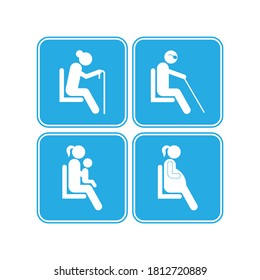 Priority seats for pregnant women, seniors, women and babies. vector illustration