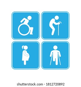 Priority seats for pregnant women, seniors, women and babies. vector illustration