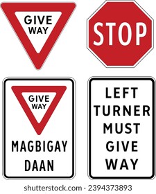 Priority signs, Road signs in the Philippines, Regulatory signs indicate the application of legal or statutory requirements.