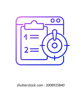 Priority task gradient linear vector icon. Online reminder for important corporate project. Work monitoring. Thin line color symbols. Modern style pictogram. Vector isolated outline drawing