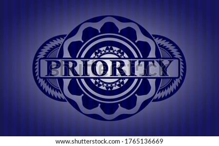 Priority text inside Blue color badge. Bars exquisite background. Artistic illustration. 