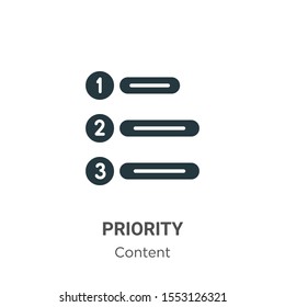 Priority vector icon on white background. Flat vector priority icon symbol sign from modern content collection for mobile concept and web apps design.