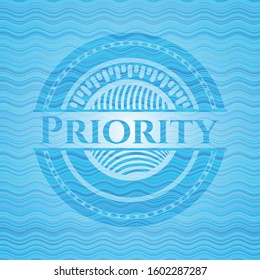 Priority water concept style emblem. Vector Illustration. Detailed.