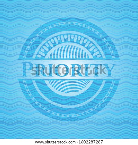 Priority water concept style emblem. Vector Illustration. Detailed.