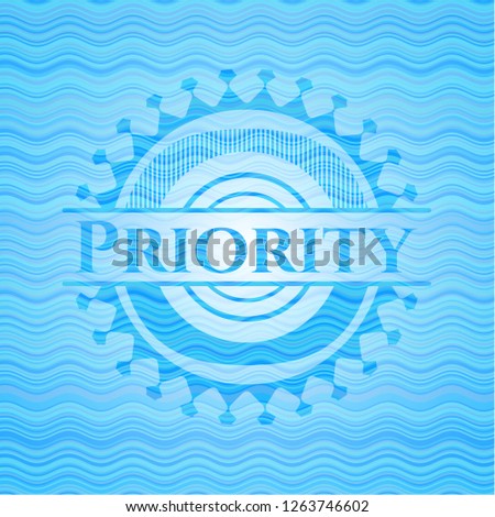 Priority water representation emblem background.