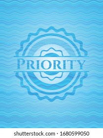 Priority water wave concept badge. Vector Illustration. Detailed.