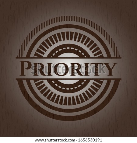 Priority wood icon or emblem. Vector Illustration.