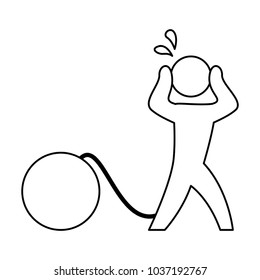 Prisioner with chain and ball icon vector illustration graphic design