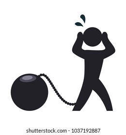 Prisioner with chain and ball icon vector illustration graphic design