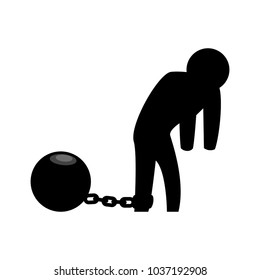 Prisioner With Chain And Ball Icon Vector Illustration Graphic Design