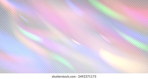 Prismenkristall-Regenbogen-Lichter Morion-Lichteffekt. Regenbogenhintergrund. Hologrammreflexion, Kristallflare-Leckschatten-Überlagerung.	