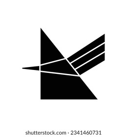 Prisma dispersando el diseño de iconos de luz. prisma dispersivo, pirámide de vidrio, ilustración triangular de cristal. aislado en fondo blanco
