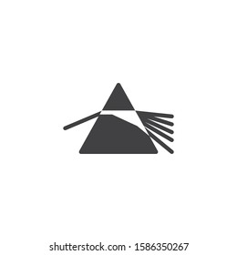 Prism dispersing light vector icon. filled flat sign for mobile concept and web design. Prism refraction rays glyph icon. Physics symbol, logo illustration. Vector graphics