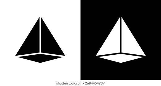Ícone de prisma em estilo plano, símbolo preto preenchido