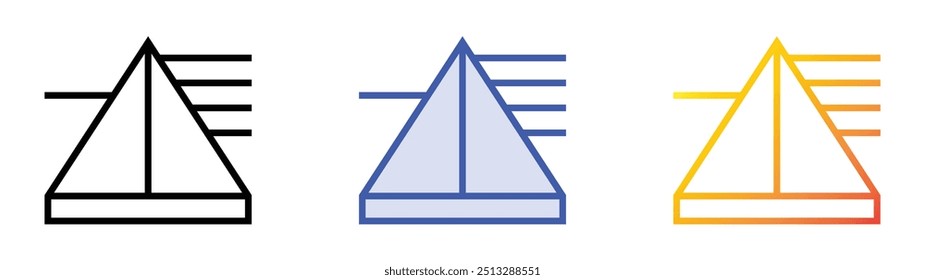 prism icon. Linear, Blue Fill and Gradient Style Design Isolated On White Background